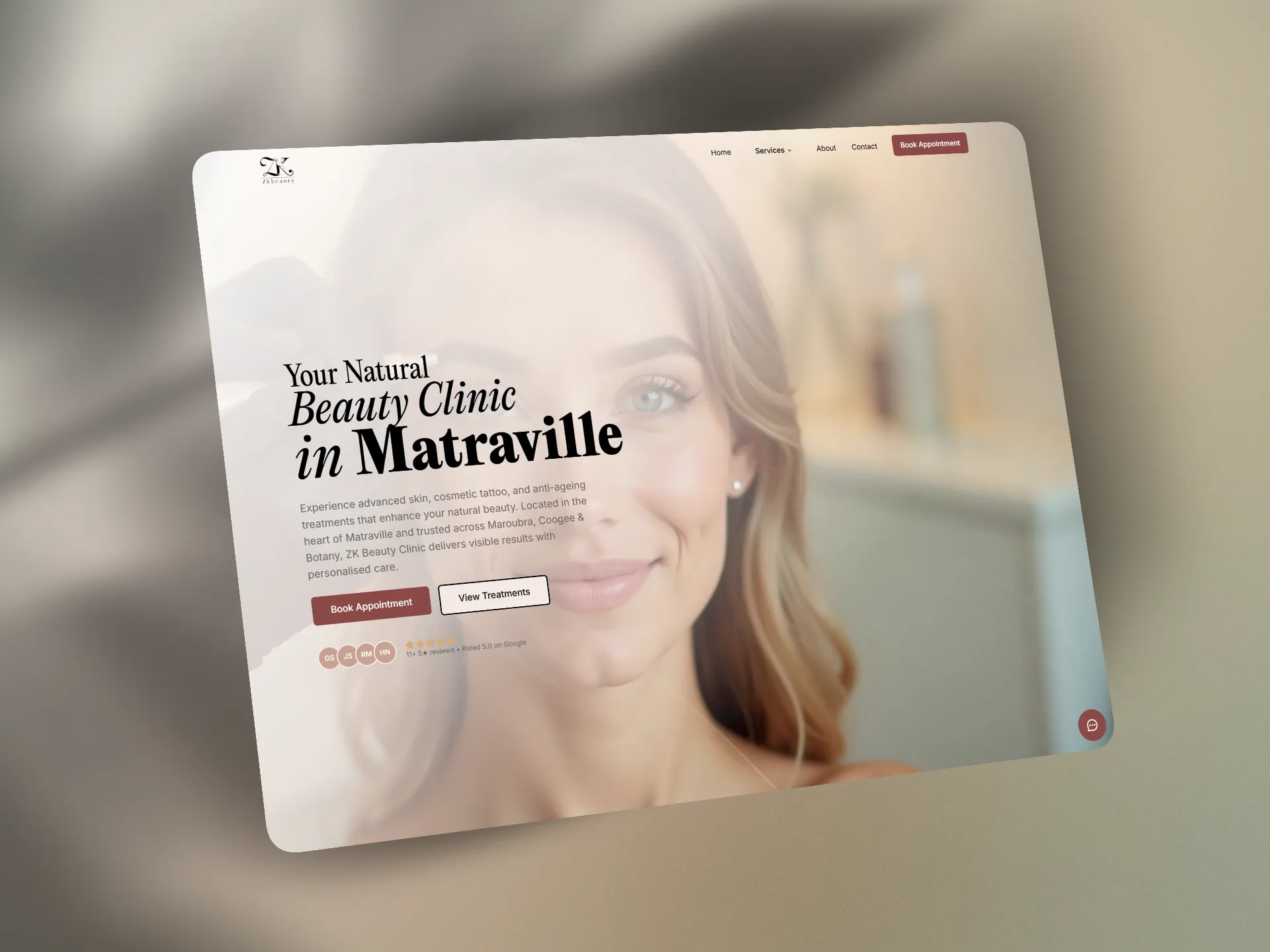 ZK Beauty Clinic website design demo – Viveonix